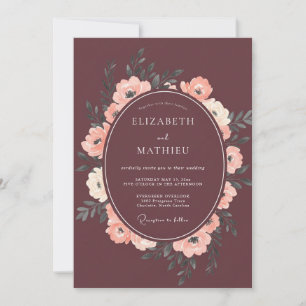 Invitación Boda con Pétalo de Champán Granate
