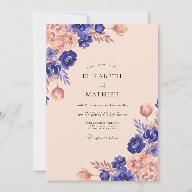 Invitación Boda con Pétalo de Ciruela Albaricoque (Anverso)
