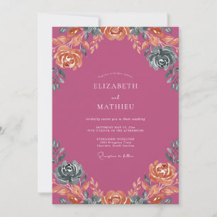 Invitación Boda con Pétalo de Coral Desvaído Magenta