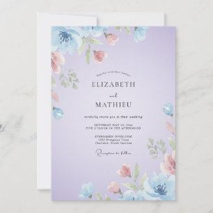 Invitación Boda con Pétalo de Coral Lavanda