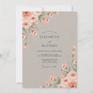Invitación Boda con Pétalo de Coral Taupe