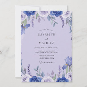 Invitación Boda con Pétalo de Lavanda Cobalto