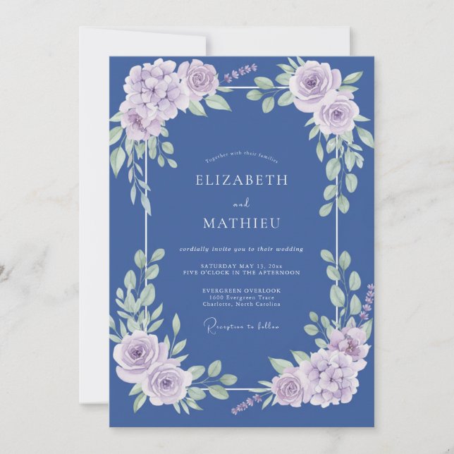 Invitación Boda con Pétalo de Lavanda y Aciano (Anverso)