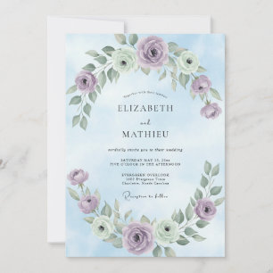 Invitación Boda con Pétalo de Lila Azul