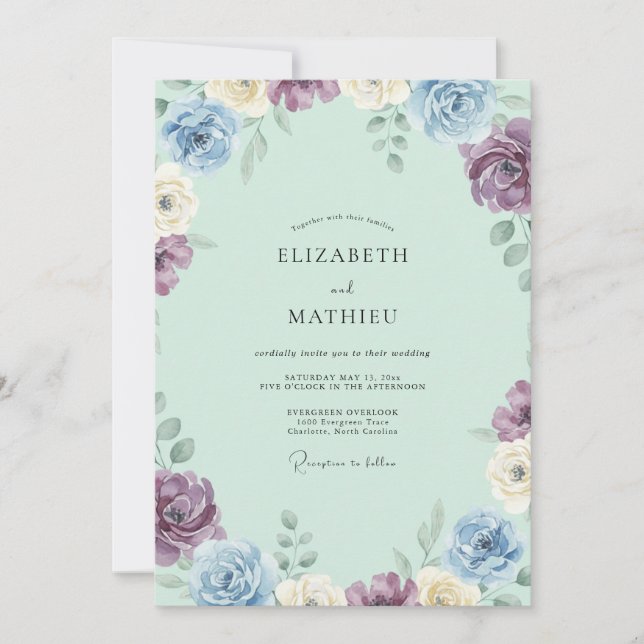 Invitación Boda con Pétalo de Lila Periwinkle (Anverso)