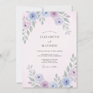 Invitación Boda con Pétalo de Lila Rosa Pálido