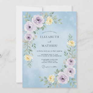 Invitación Boda con Pétalo de Lila Suave de Centaurea