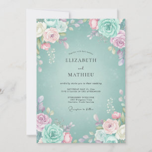 Invitación Boda con Pétalo de Lila Turquesa