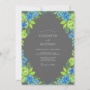 Invitación Boda con Pétalo de Lima Azul Carbón