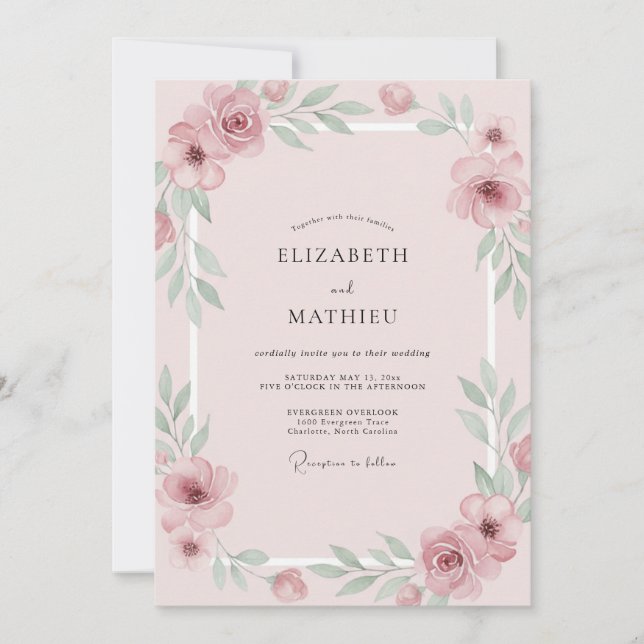 Invitación Boda con Pétalo de Malva Polvorienta (Anverso)