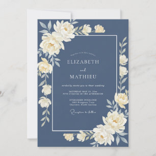 Invitación Boda con Pétalo de Marfil Antiguo Pizarra