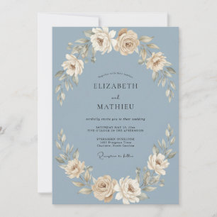 Invitación Boda con Pétalo de Marfil Pizarra