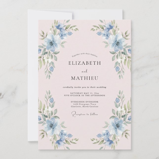 Invitación Boda con Pétalo de Melocotón Azure (Anverso)