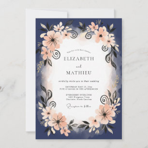 Invitación Boda con Pétalo de Melocotón Índigo
