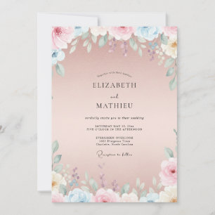 Invitación Boda con Pétalo de Melocotón Polvoriento