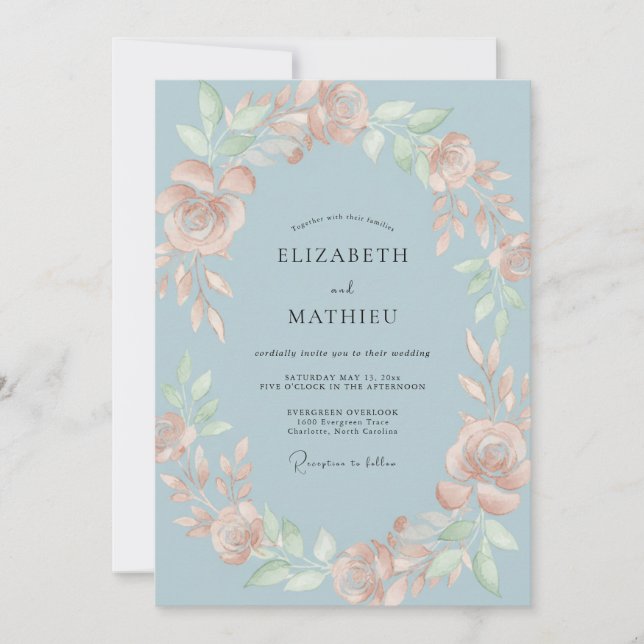 Invitación Boda con Pétalo de Melocotón Slate (Anverso)