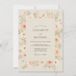 Invitación Boda con Pétalo de Melocotón y Champán Dorado