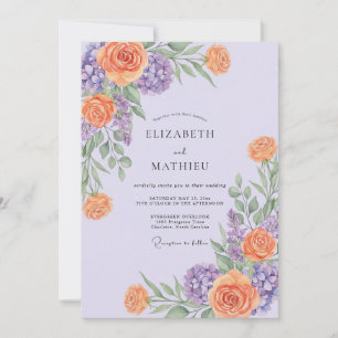 Invitación Boda con Pétalo de Naranja Lila