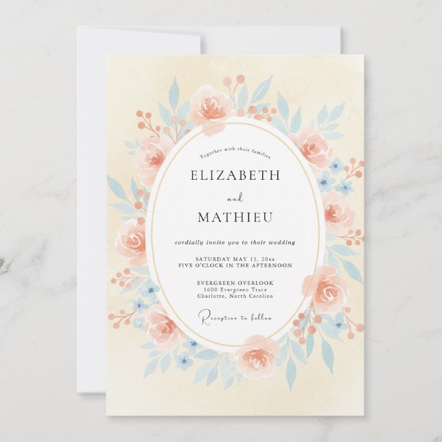 Invitación Boda con Pétalo de Naranja Quemada (Anverso)