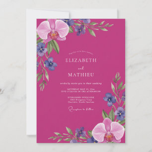 Invitación Boda con Pétalo de Orquídea Magenta
