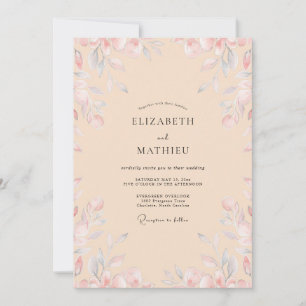 Invitación Boda con Pétalo de Periwinkle de Melocotón Suave