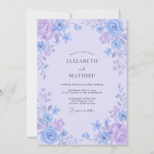Invitación Boda con Pétalo de Periwinkle Lavanda