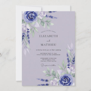 Invitación Boda con Pétalo de Periwinkle Lavanda Pálida