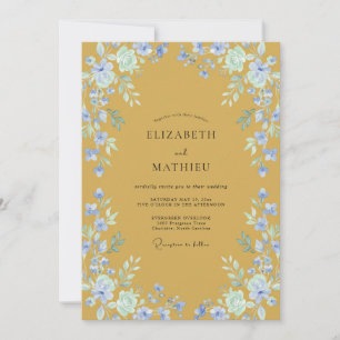 Invitación Boda con Pétalo de Periwinkle Mostaza