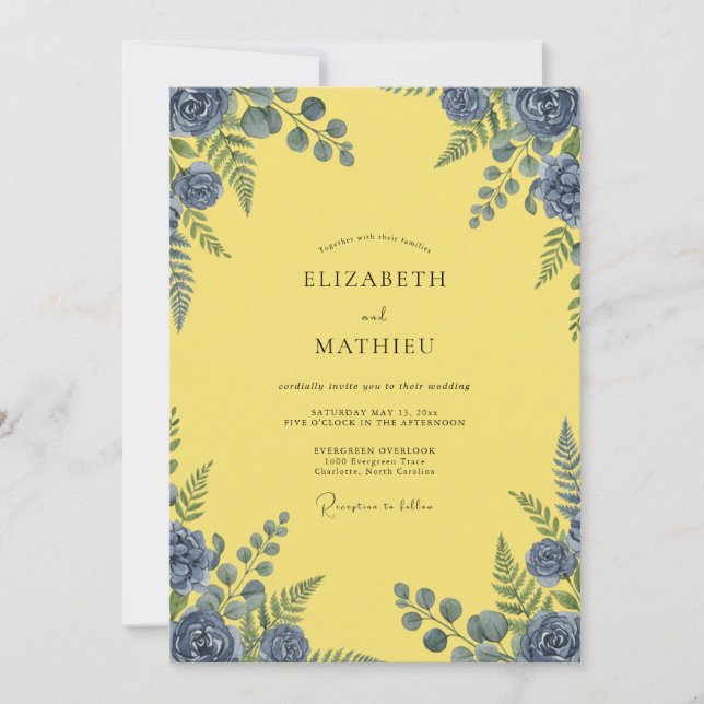 Invitación Boda con Pétalo de Pizarra de Limón (Anverso)