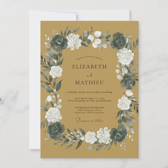 Invitación Boda con Pétalo de Pizarra Ocre (Anverso)