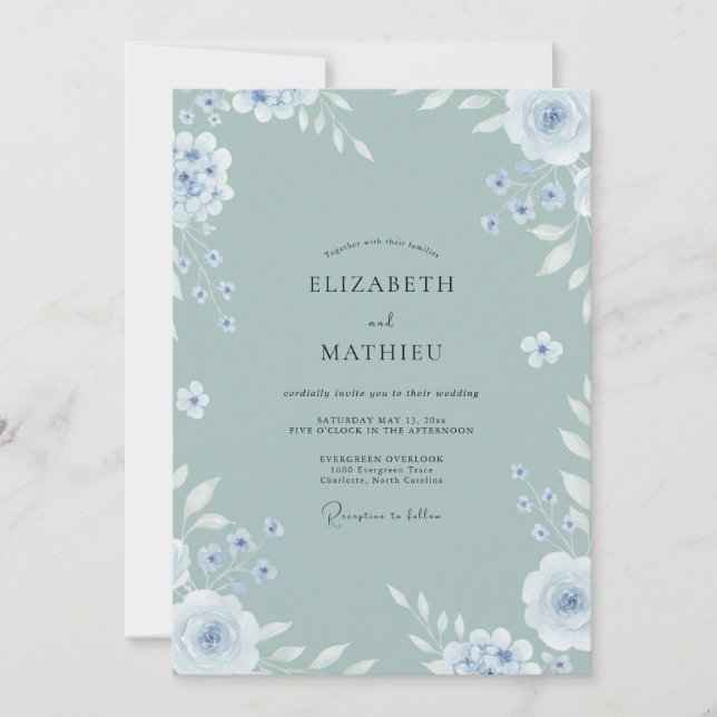 Invitación Boda con Pétalo de Pizarra Pálida (Anverso)
