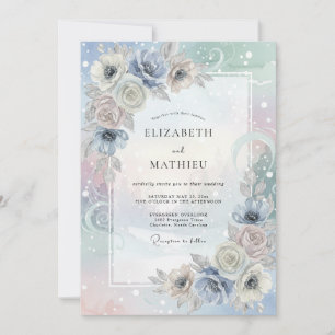 Invitación Boda con Pétalo de Plata y Periwinkle