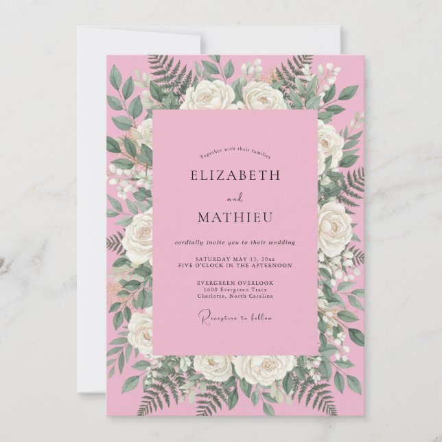 Invitación Boda con Pétalo de Rosa Bubblegum (Anverso)