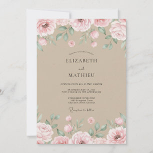 Invitación Boda con Pétalo de Rosa Champán