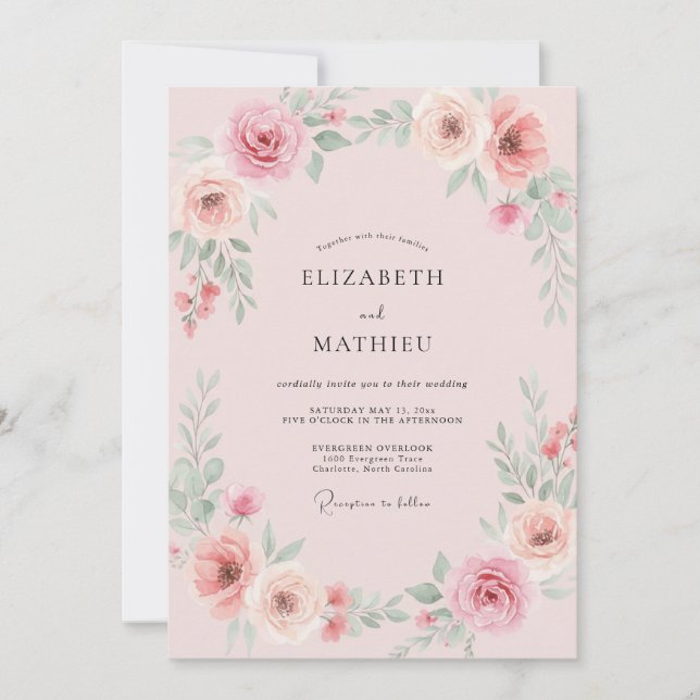 Invitación Boda con Pétalo de Rosa Suave (Anverso)