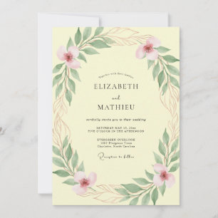 Invitación Boda con Pétalo de Salvia Amarillo Pálido