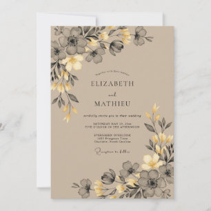 Invitación Boda con Pétalo de Taupe Antique Gold