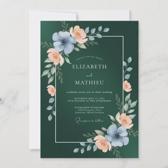 Invitación Boda con Pétalo de Vinca Forestal (Anverso)