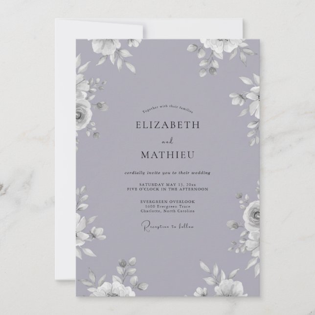 Invitación Boda con Pétalo de Violeta Silenciada (Anverso)