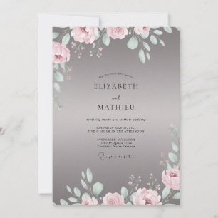 Invitación Boda con Pétalo Gris Polvoriento