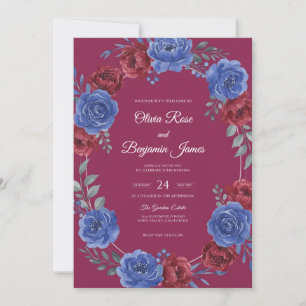 Invitación Boda con Pétalo Índigo Magenta Boho