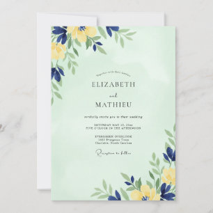 Invitación Boda con Pétalo Índigo Ocra Menta