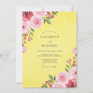 Invitación Boda con Pétalo Magenta Limón