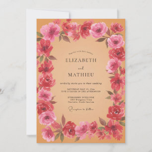 Invitación Boda con Pétalo Magenta Melocotón