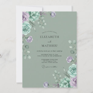 Invitación Boda con Pétalo Malva Celadón