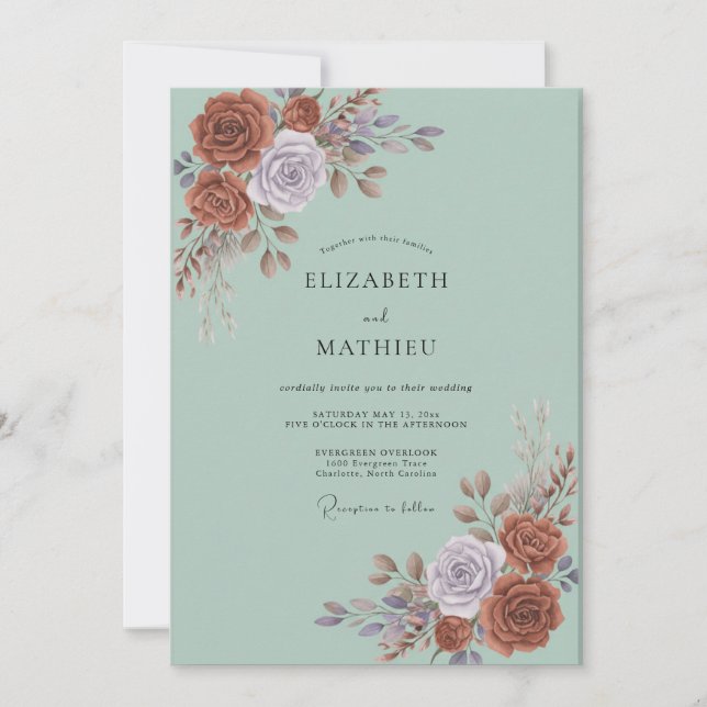 Invitación Boda con Pétalo Malva Cobre (Anverso)