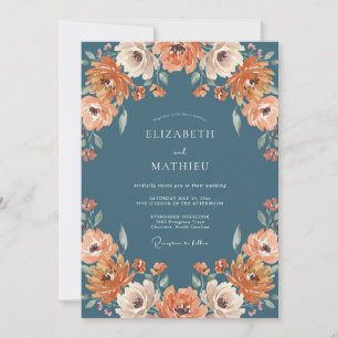 Invitación Boda con Pétalo Naranja Pizarra