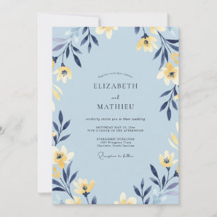 Invitación Boda con Pétalo Ocre Celeste