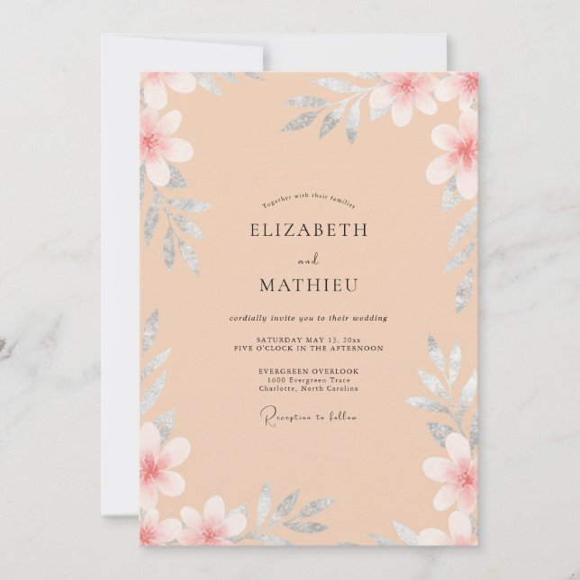 Invitación Boda con Pétalo Pintado de Albaricoque (Anverso)