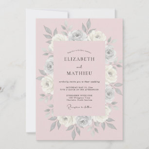 Invitación Boda con Pétalo Polvo de Rosa Pastel